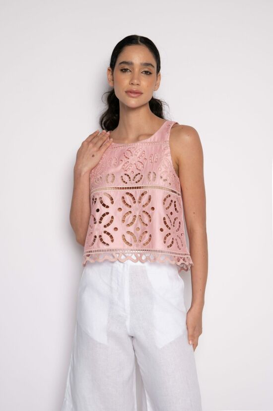 Imagem de Stella Blusa Cropped Bordada Rosa Marie Mercié